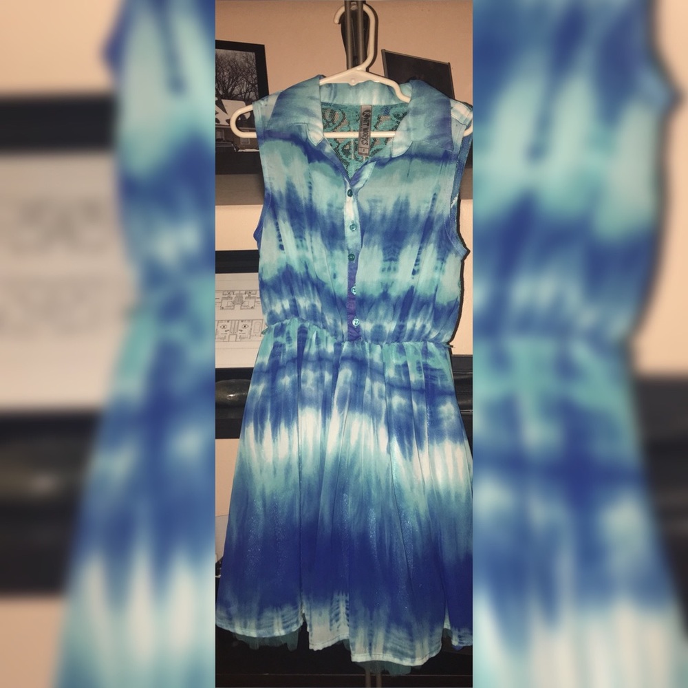 TyeDye Button Up Blue Dress